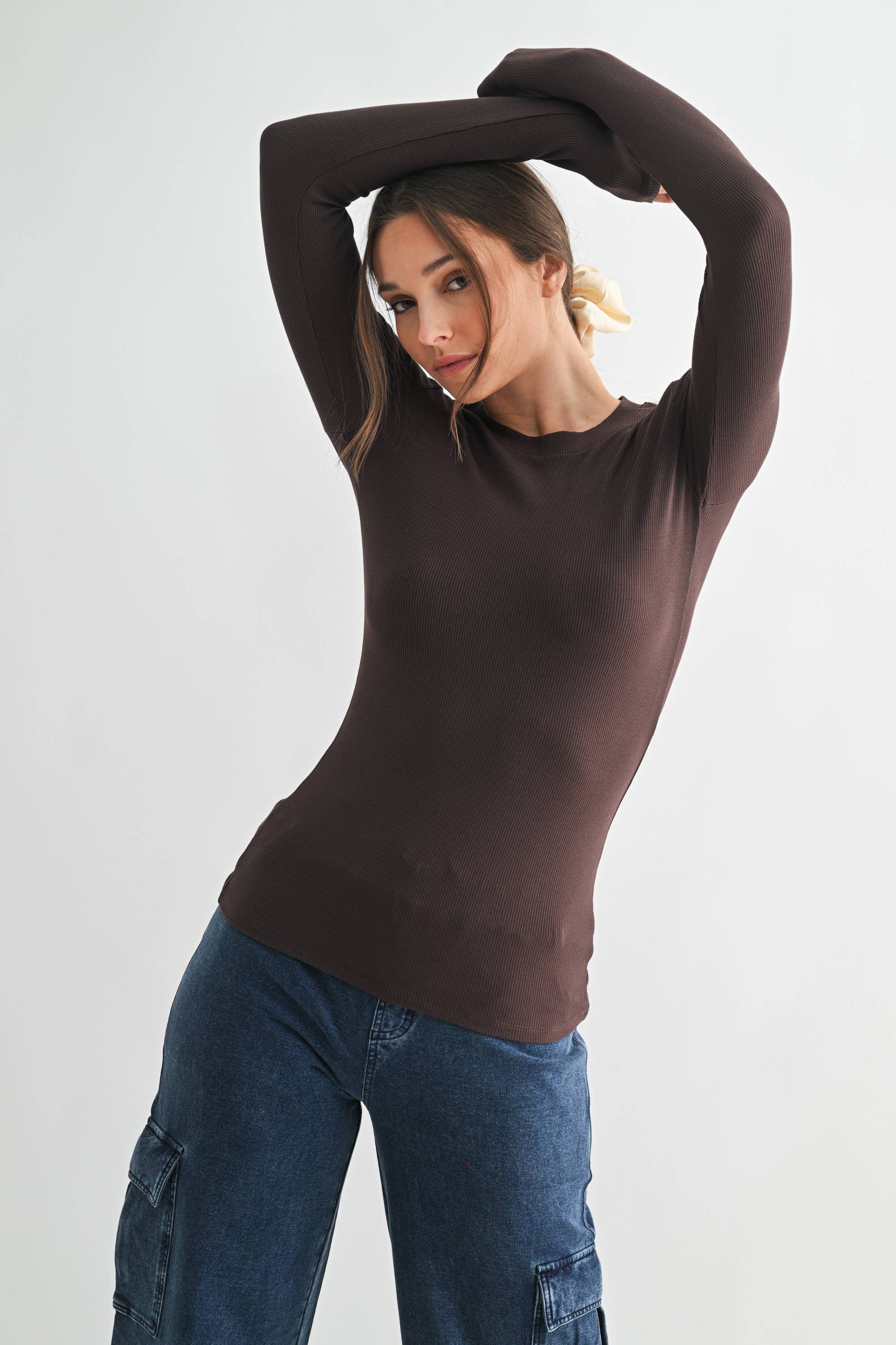 Essential Micro-Ribbed Athleisure Top: Plum