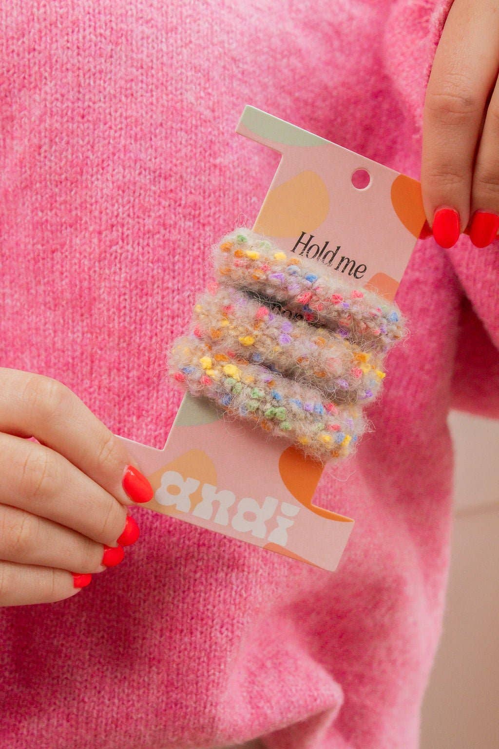 Pom Pom Hair Tie 3-Pack: Cream