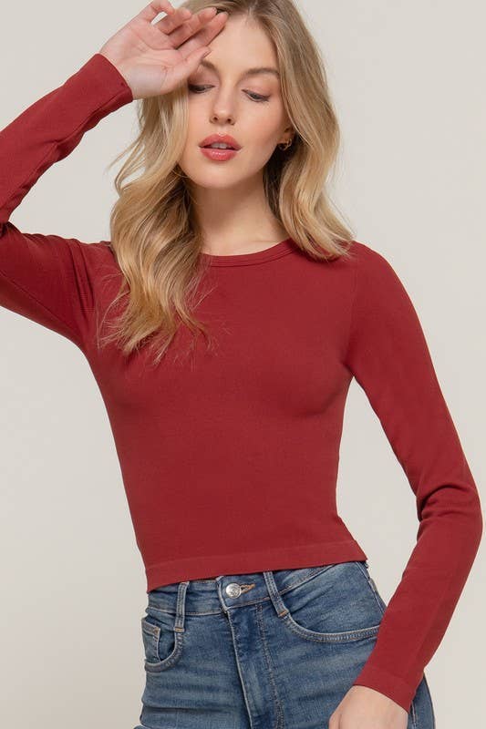 Rib Seamless Top: Wine