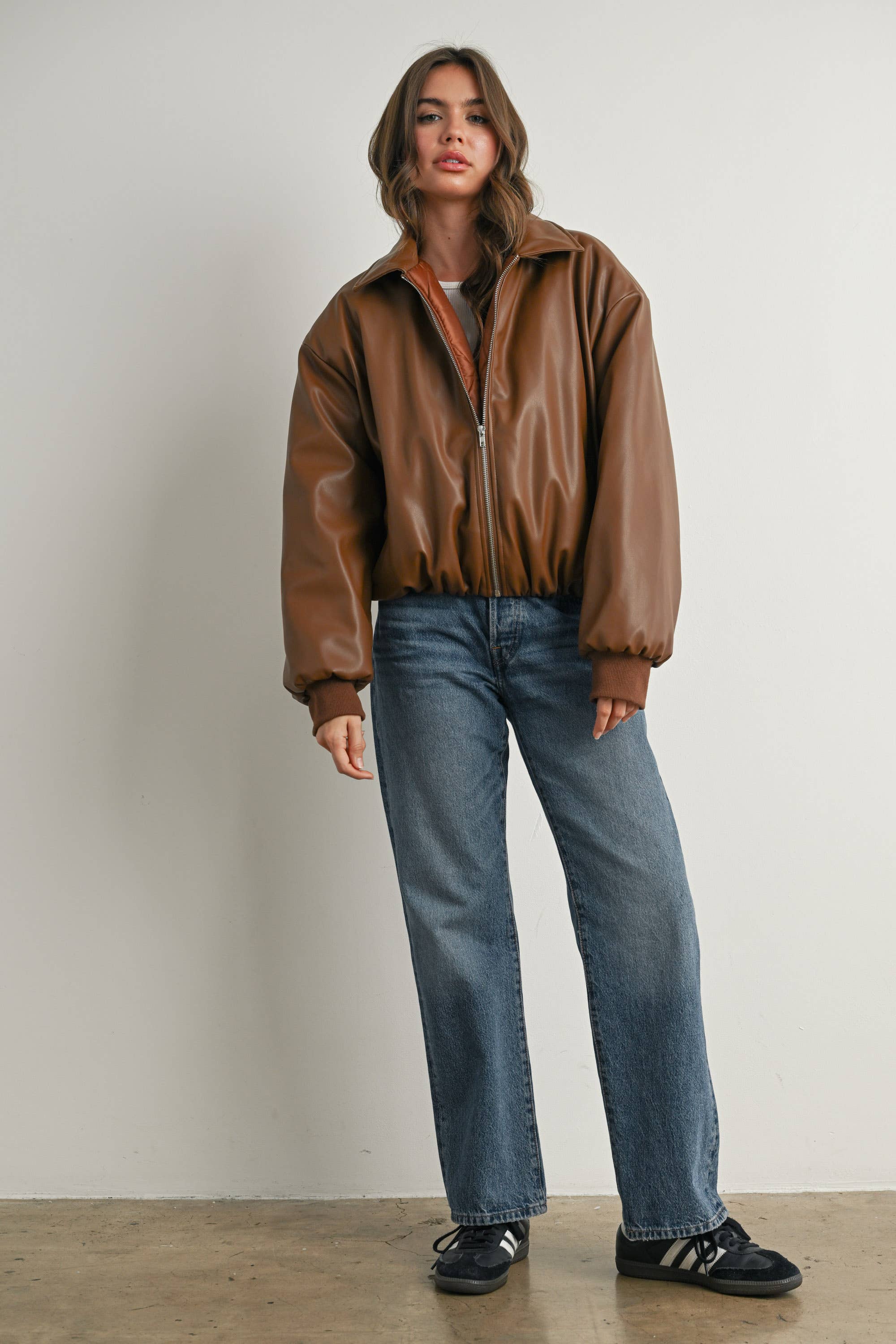 Zip-Up Bomber Jacket: Brown