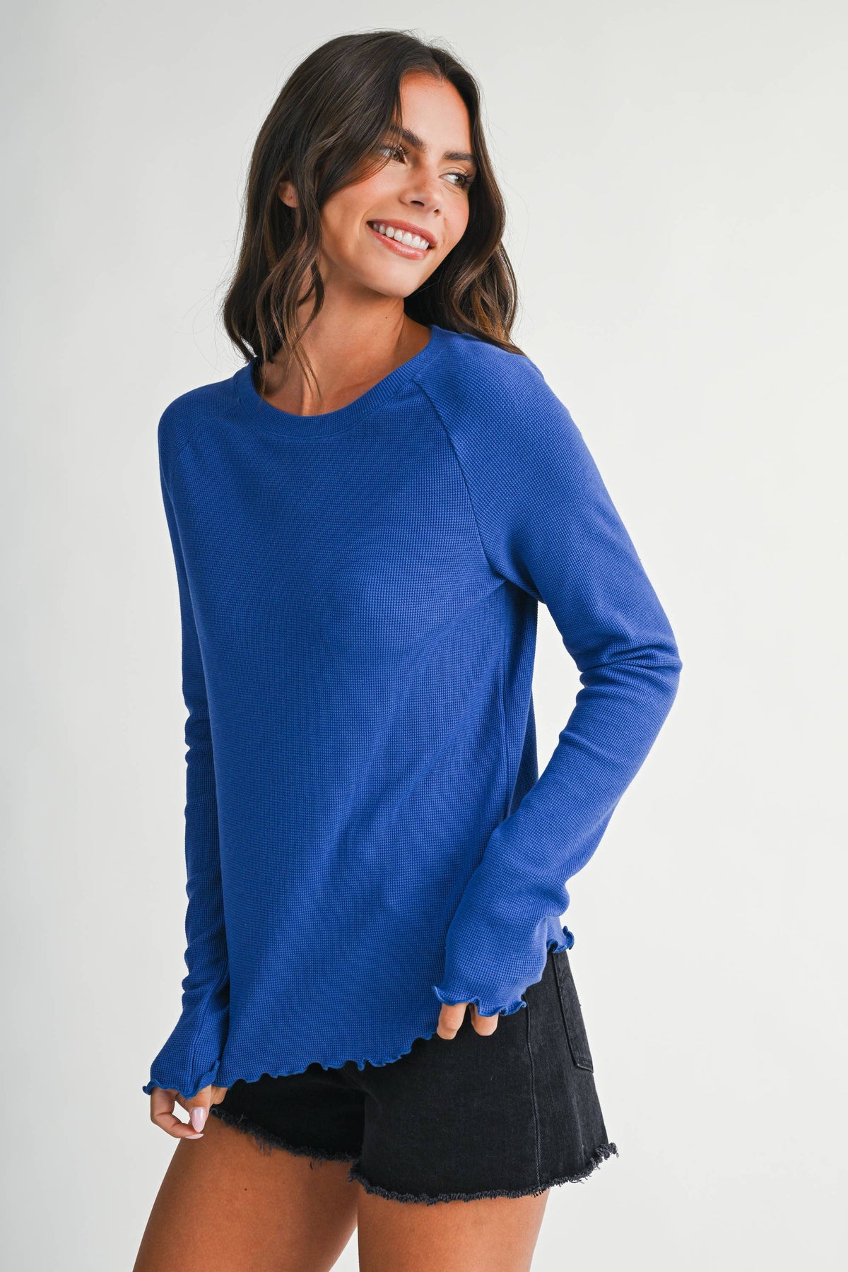 Thermal Knit Top: Cobalt