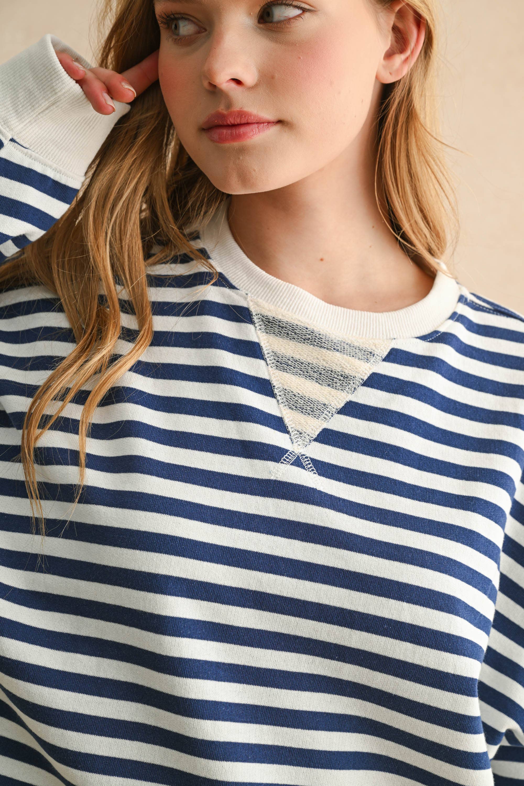 Striped Pullover: Red/Gray