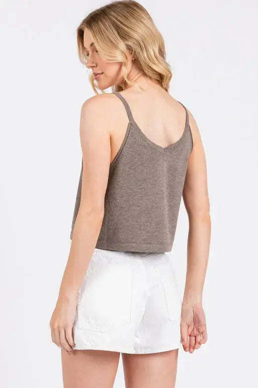 Button Front Sweater Cami: Mocha