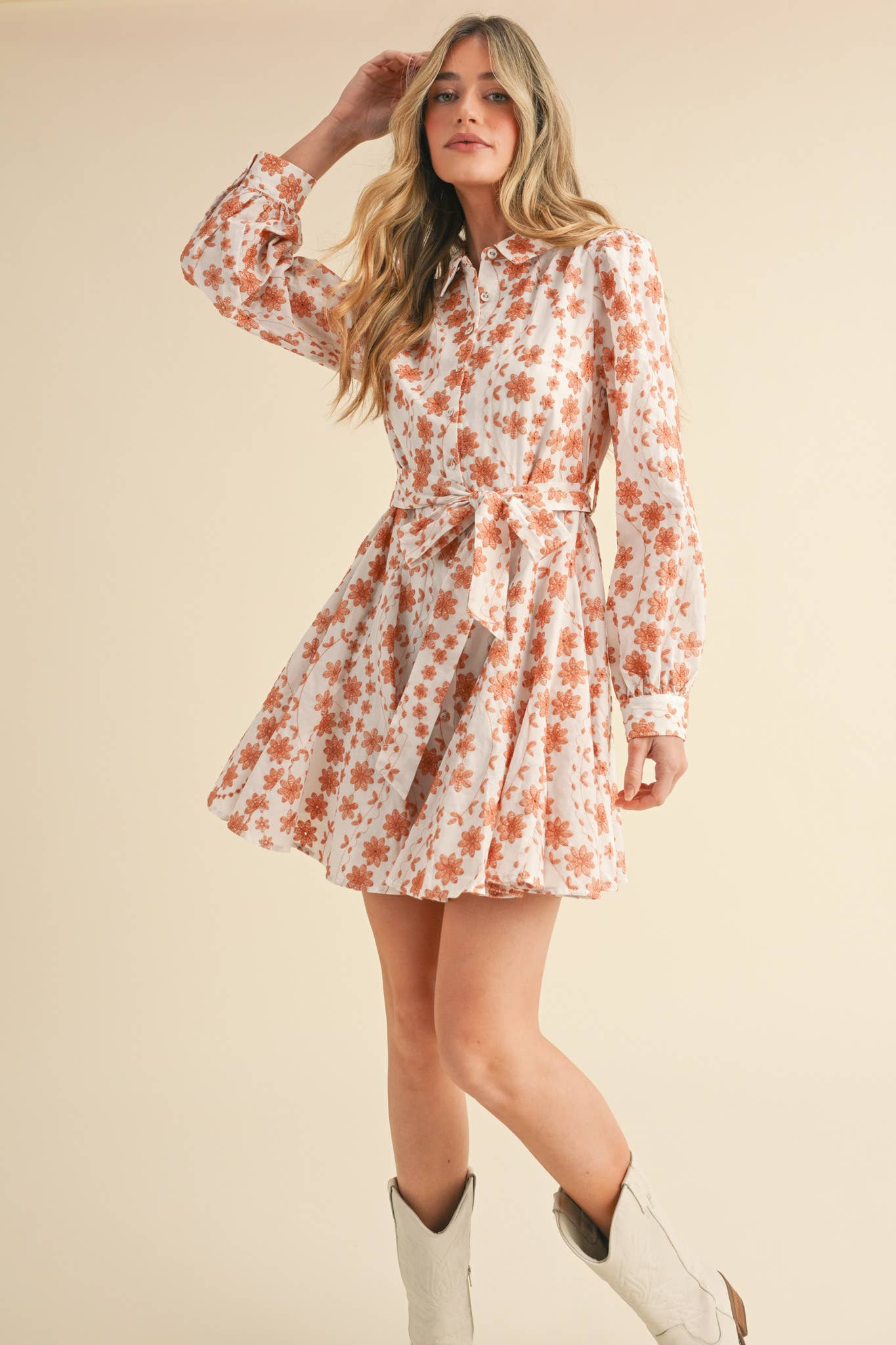 Peach Floral Mini Dress: