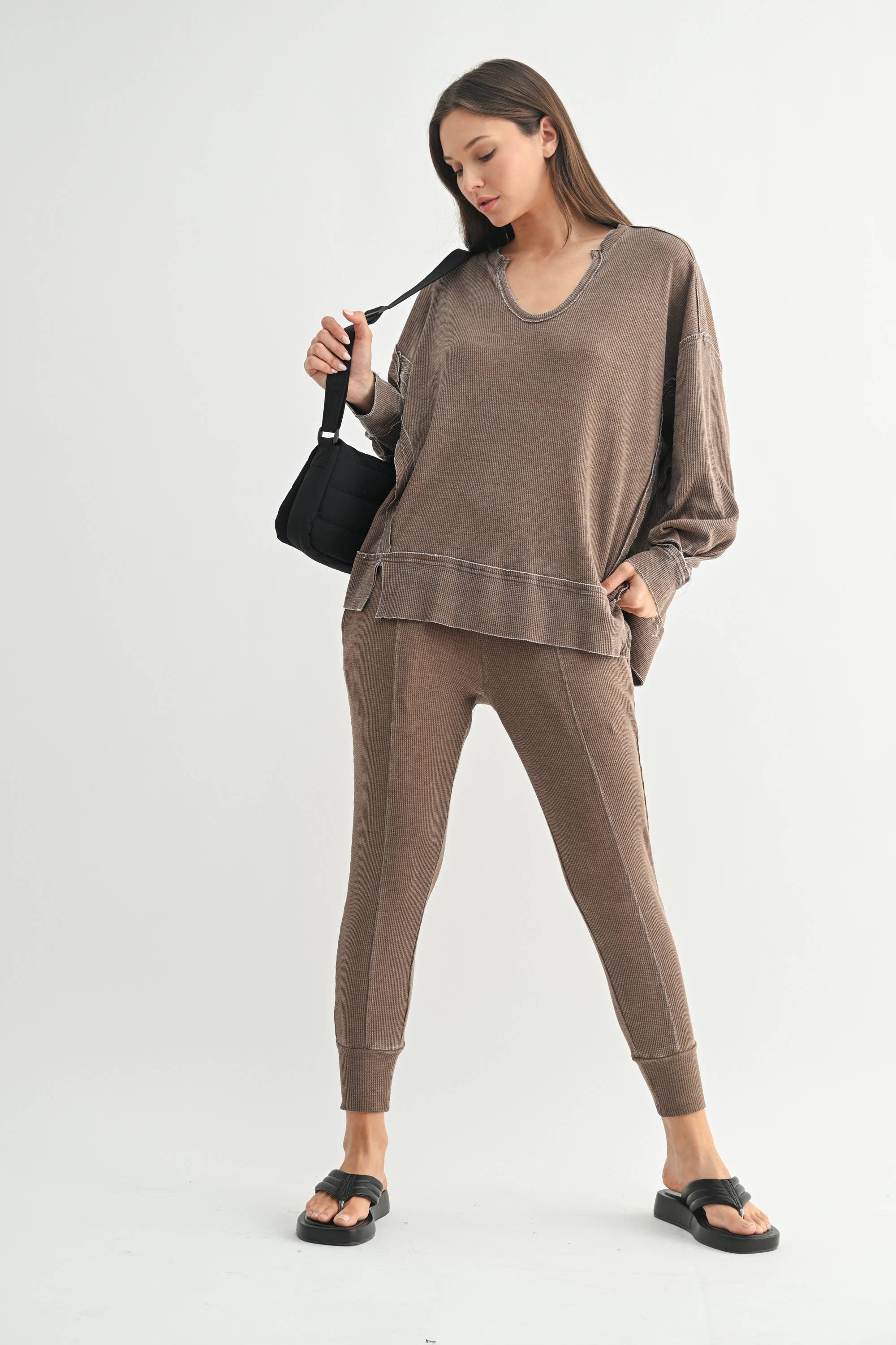 Waffle Knit Oversized:PLUM