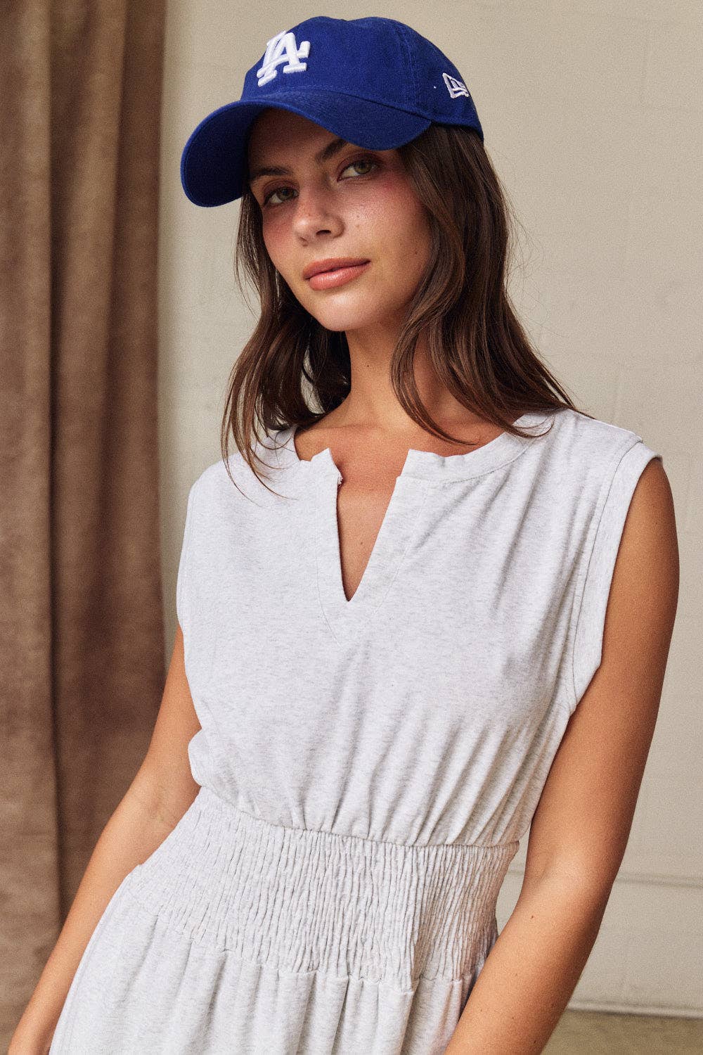 Sculpted Shoulder Mini Dress: White