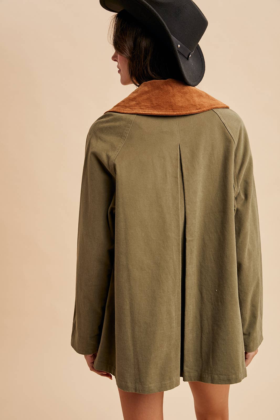 Corduroy Collar Jacket: Light Olive
