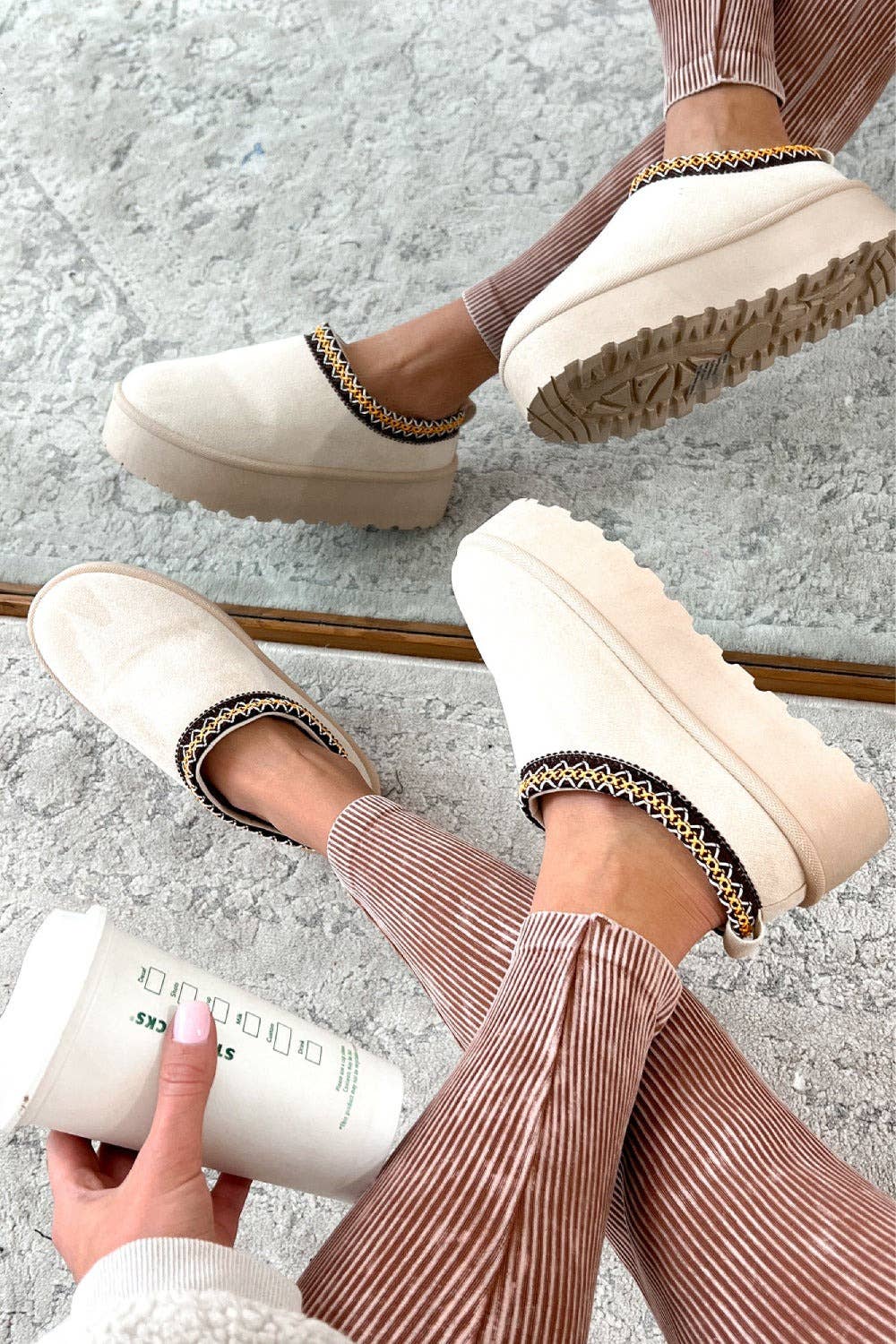 Fur Lined Ankle Boots: Camel