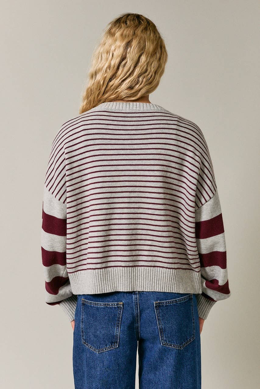 Open Front Stripe Sweater