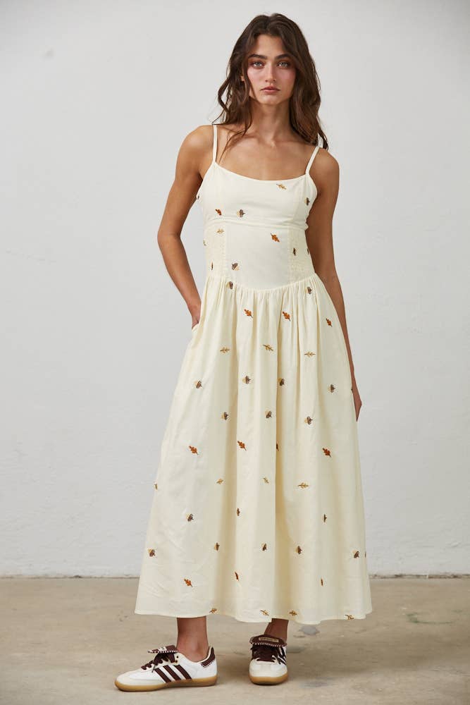 Leaf Maxi Dress: Beige