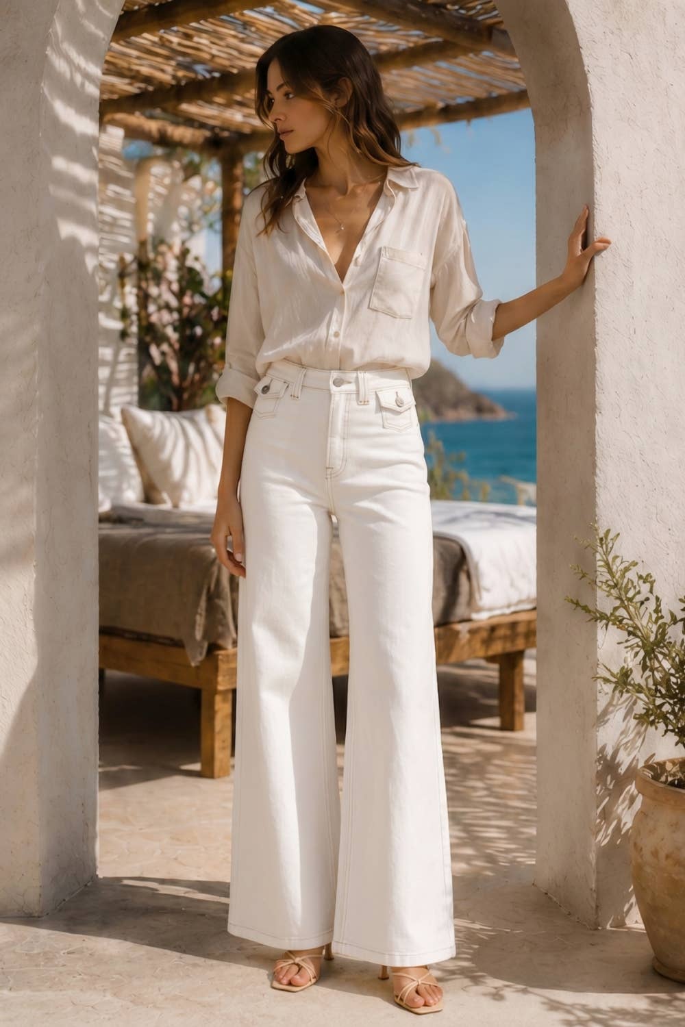Patch Pocket Pants: White