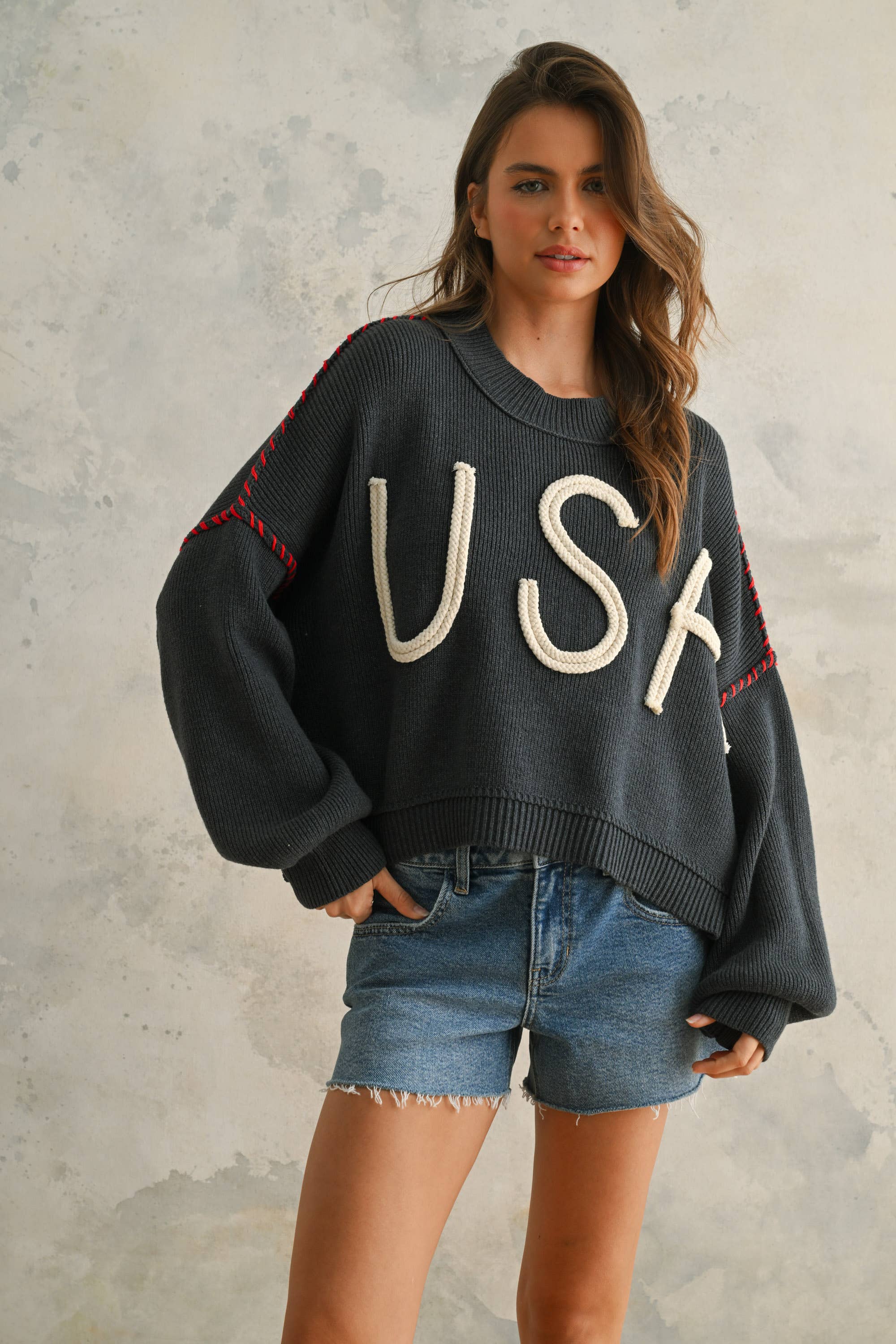 USA Rope Sweater: Navy