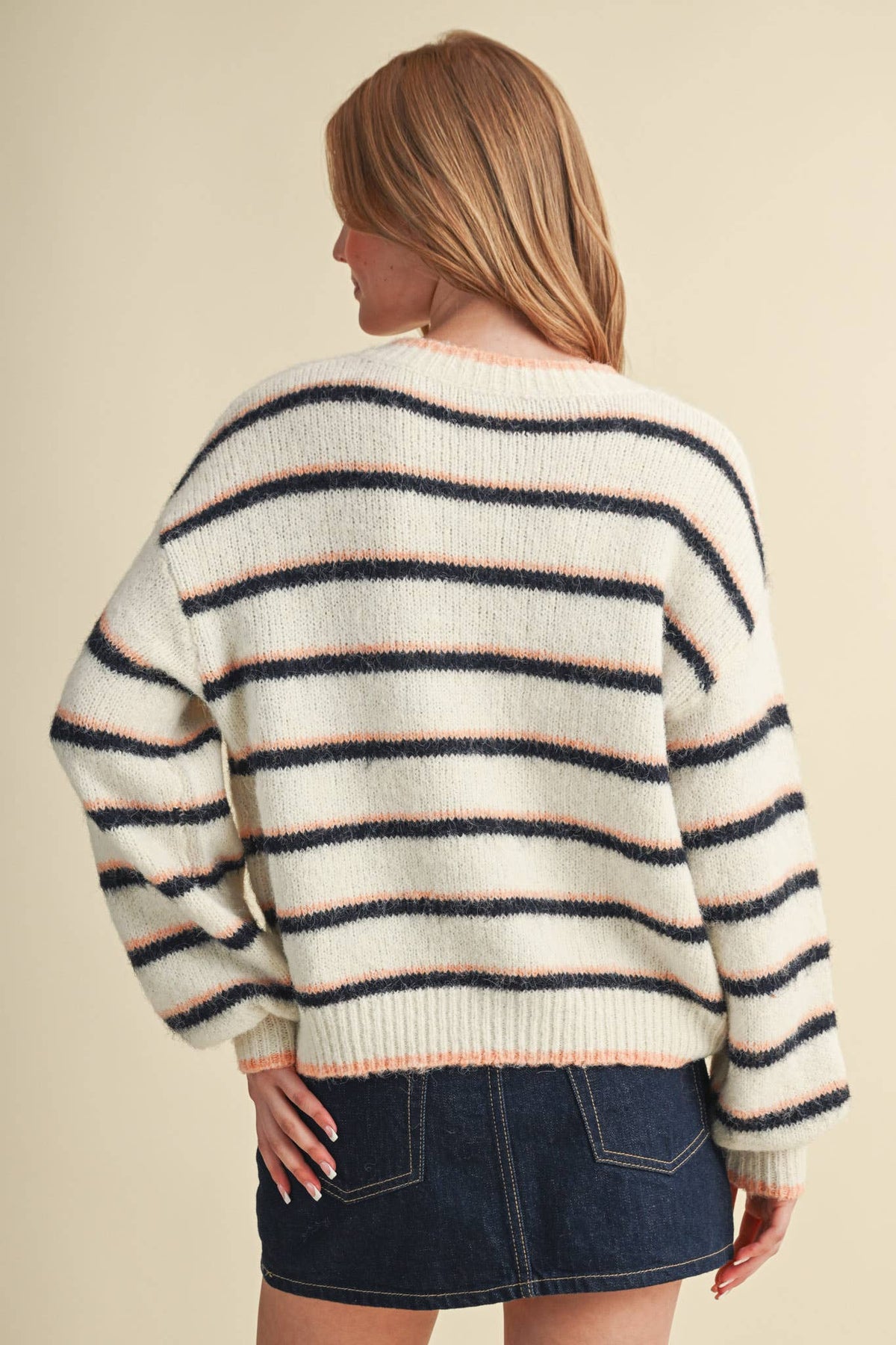 Striped Cardigan: Ivory Multi