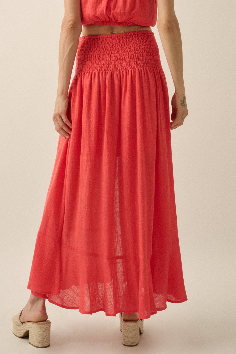 Cotton Gauze Skirt: Cherry Tomato