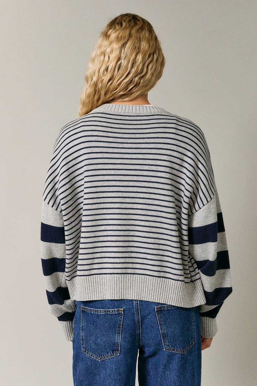Open Front Stripe Sweater