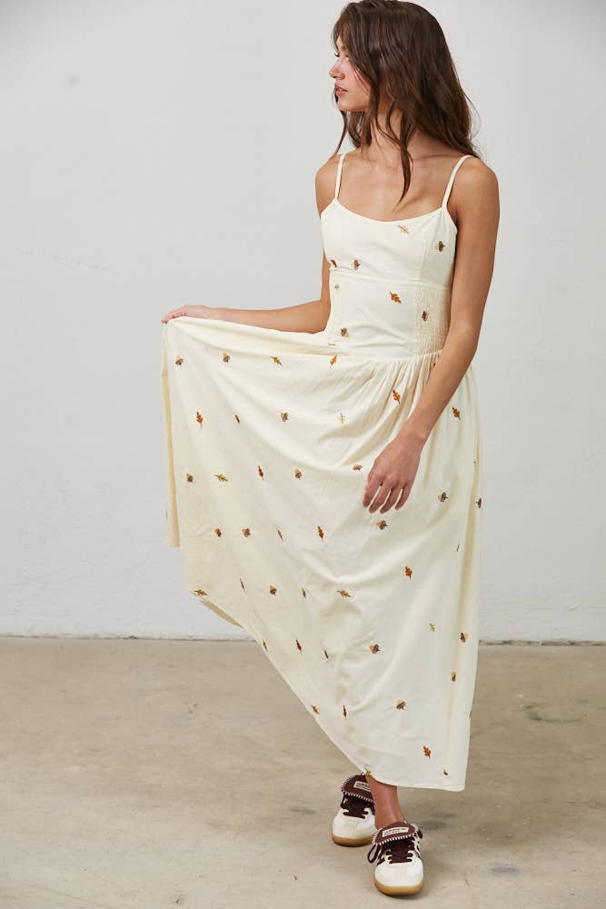 Leaf Maxi Dress: Beige