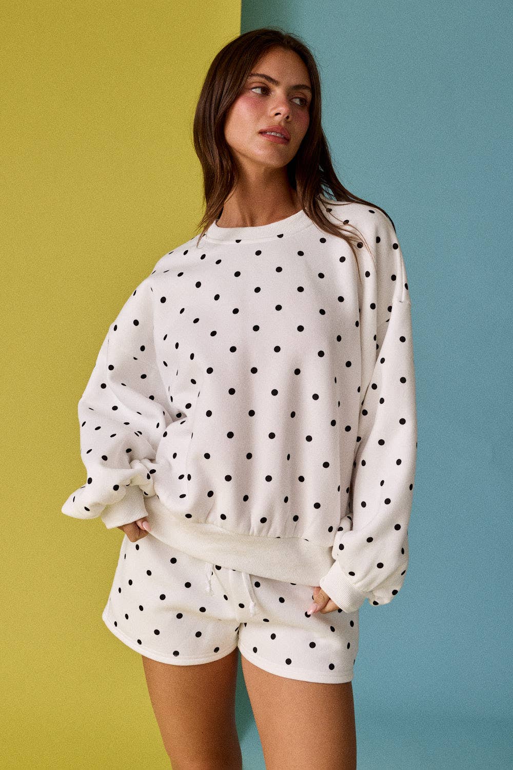 Polka Dot Fleece Set: White/Black