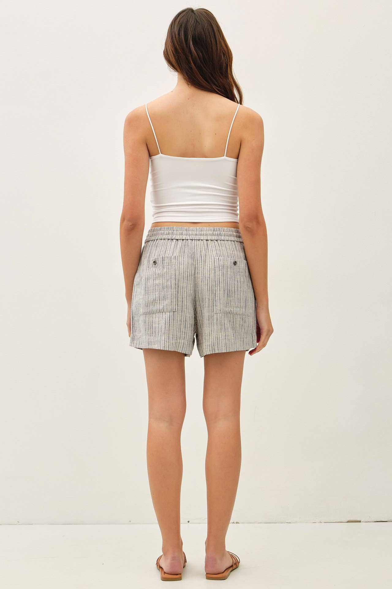 Striped Pull On Shorts: Slate