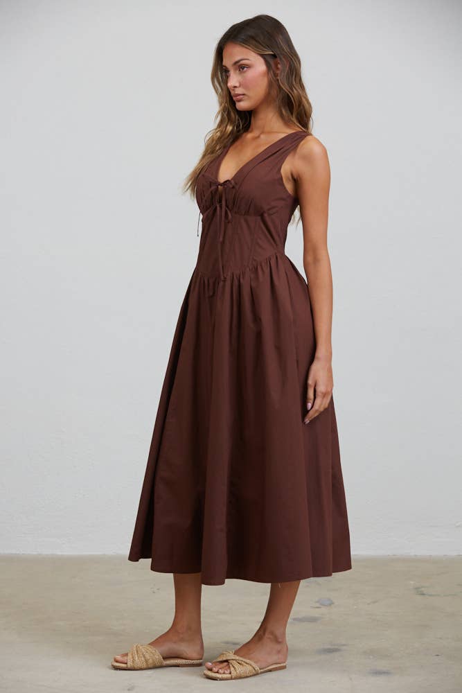 Rene Corset Poplin Midi Dress