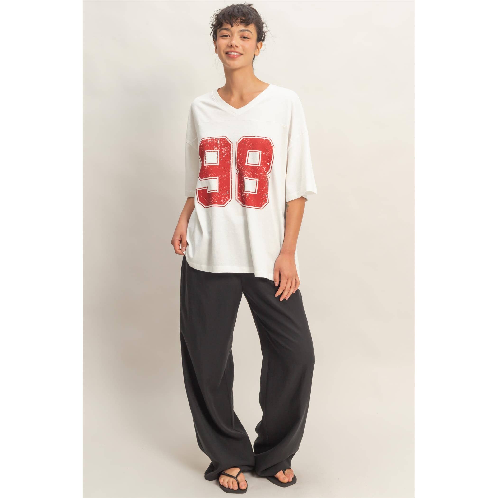 Oversized Varsity Tee: Off White