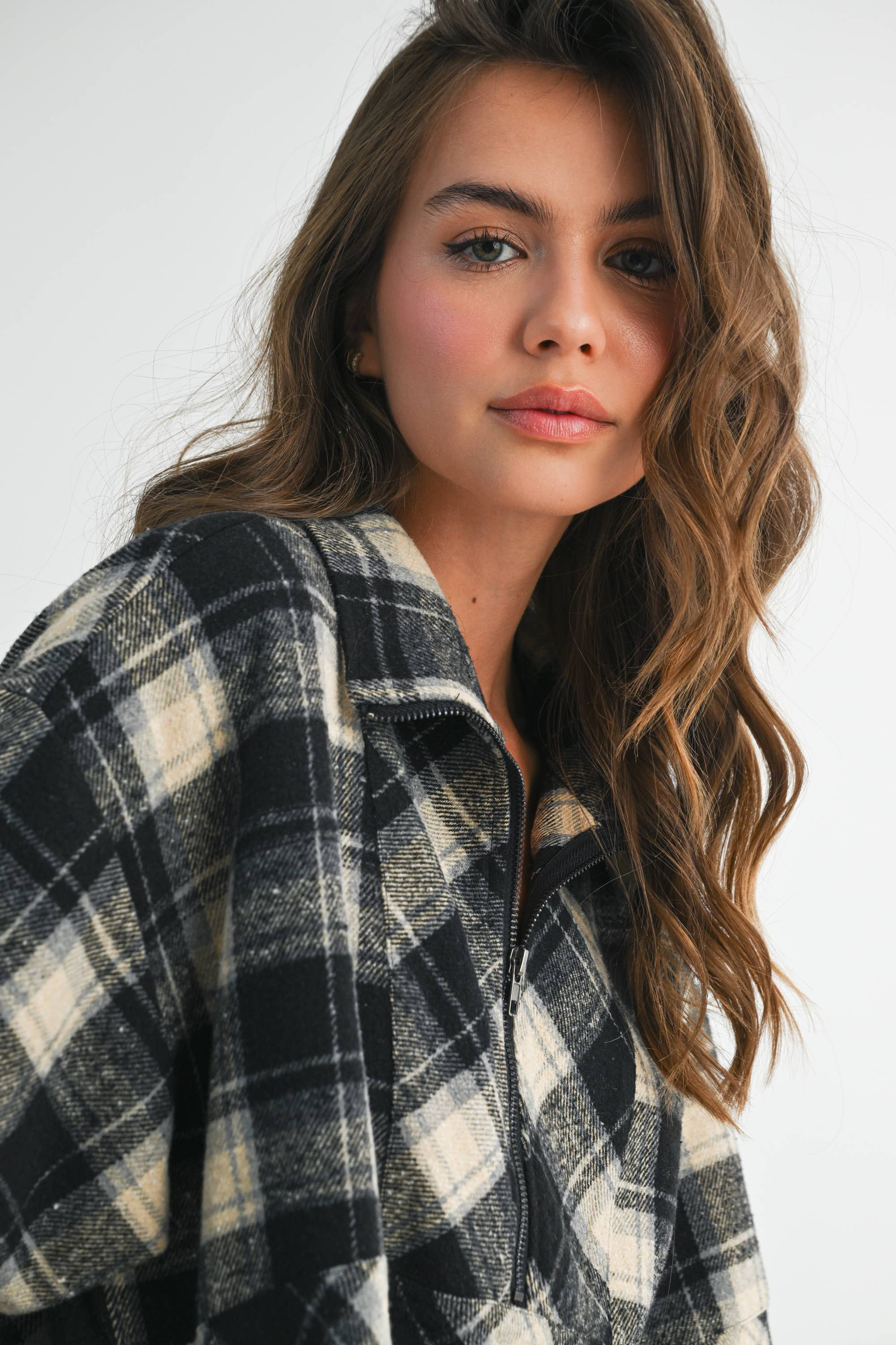 Mya Plaid Pullover: Black