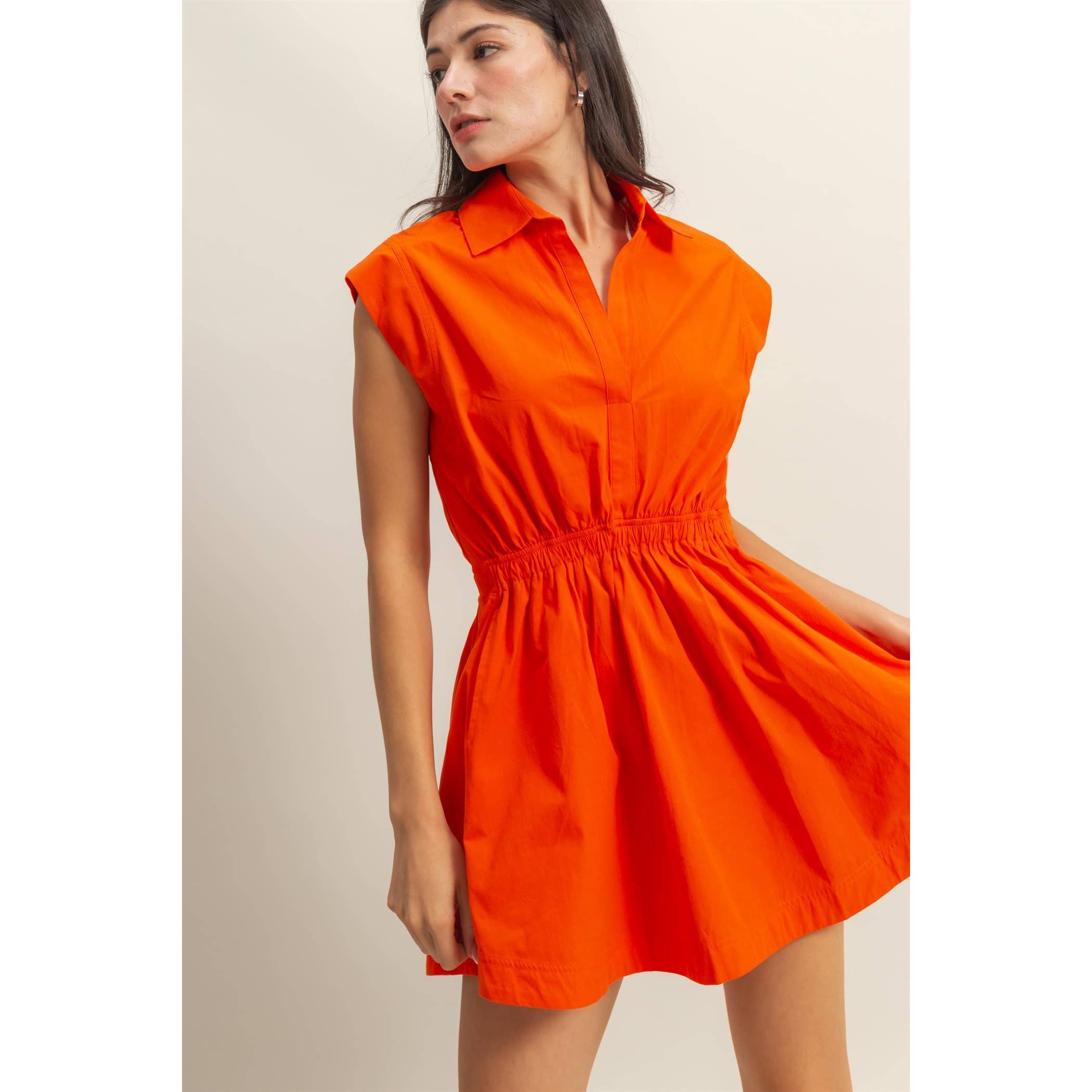 Flirty Collared Mini Dress:TOMATO