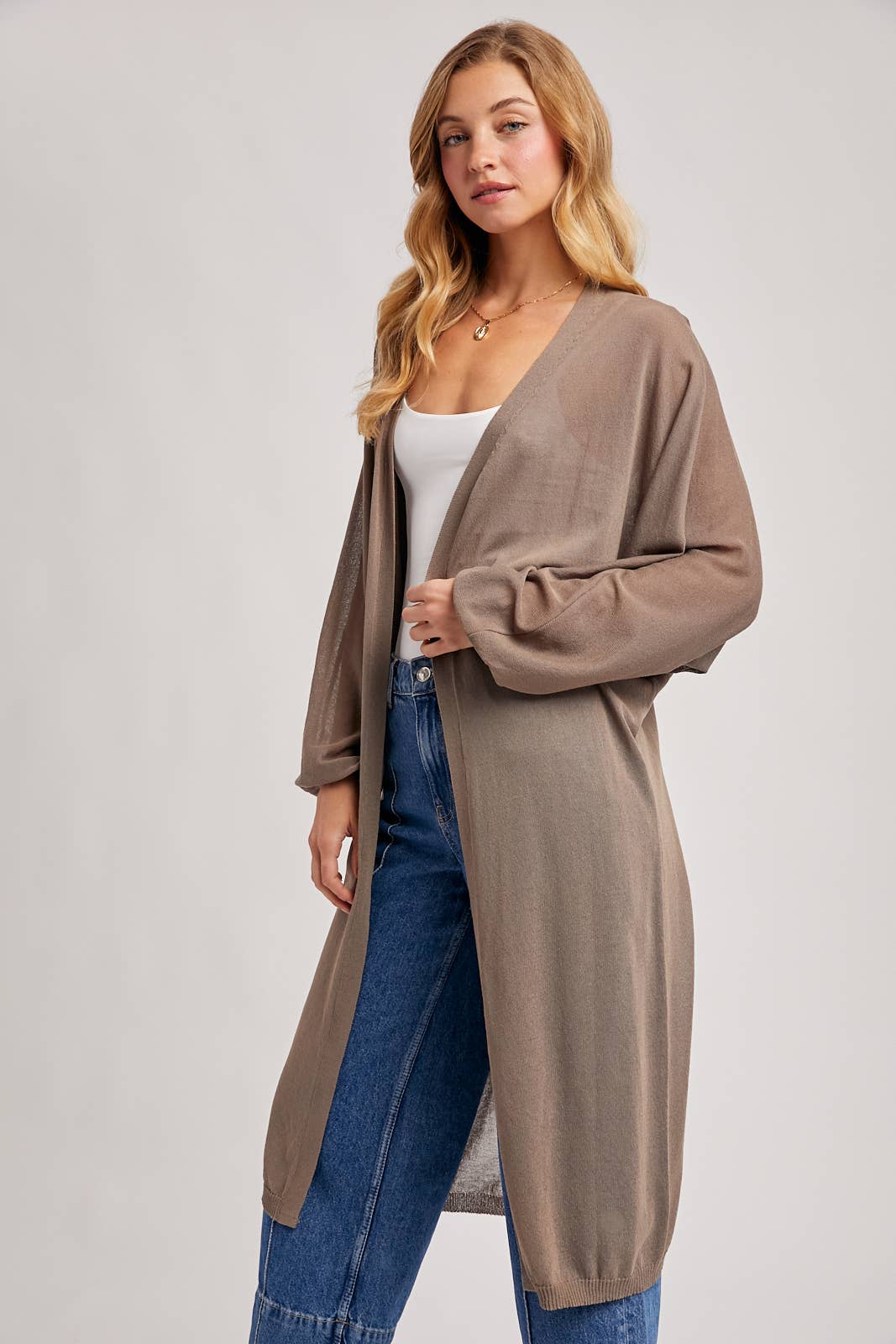 Sheer Knit Cardigan: Ash