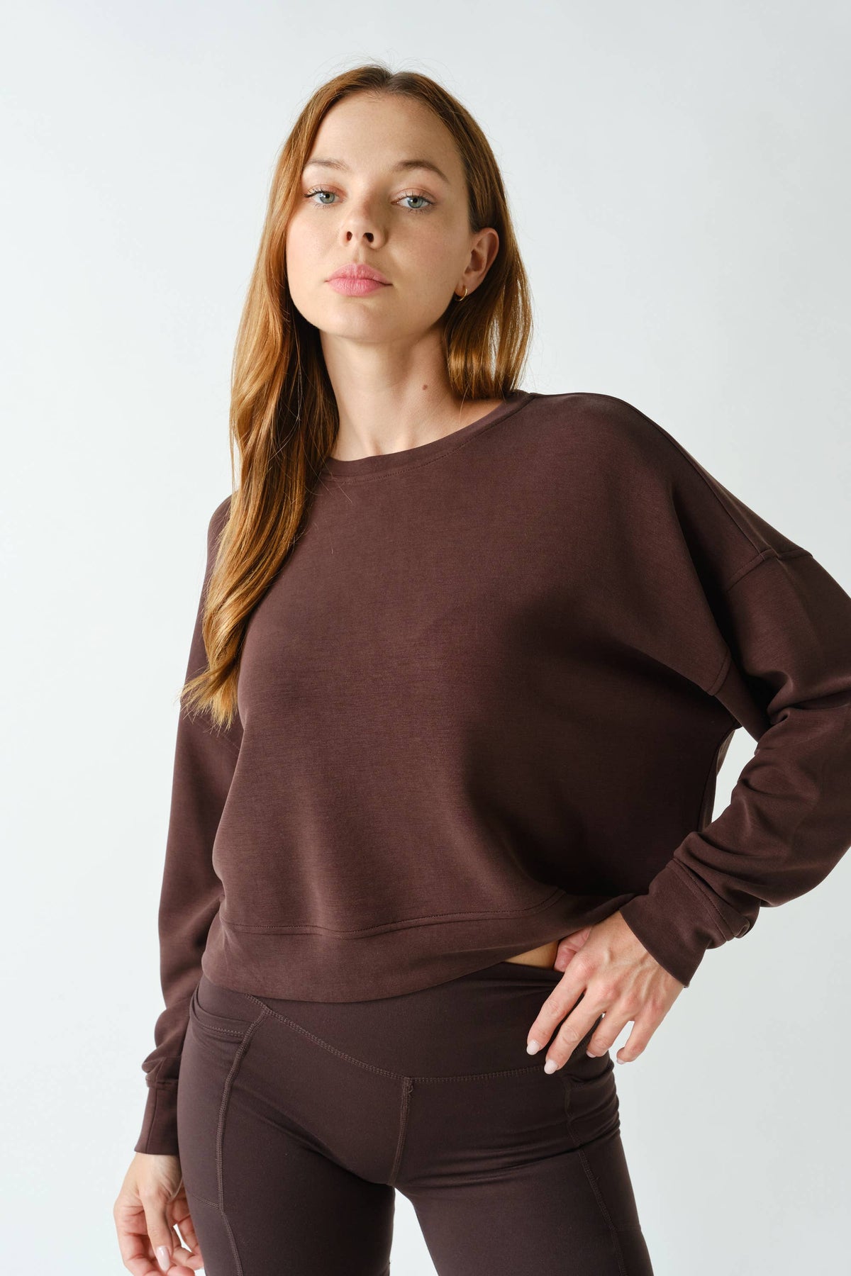 Dropped Shoulder Sweatshirt: Coffee Bean