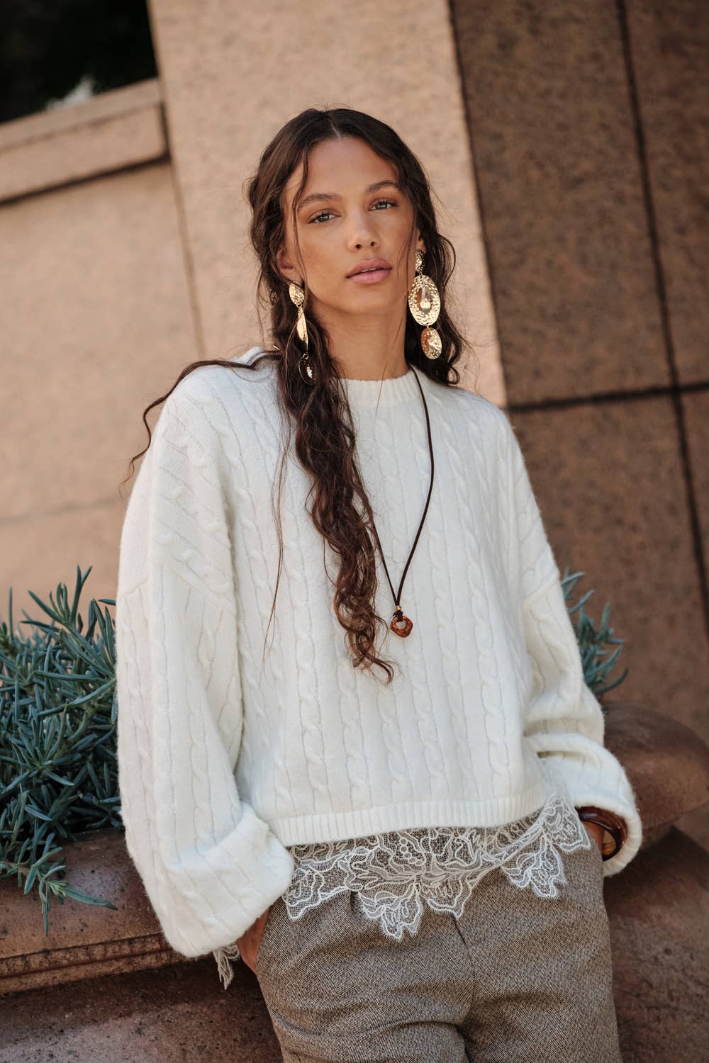 Eyelash Lace Sweater: Cream