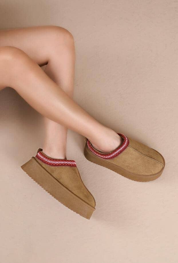 Fur Lined Ankle Boots: Camel