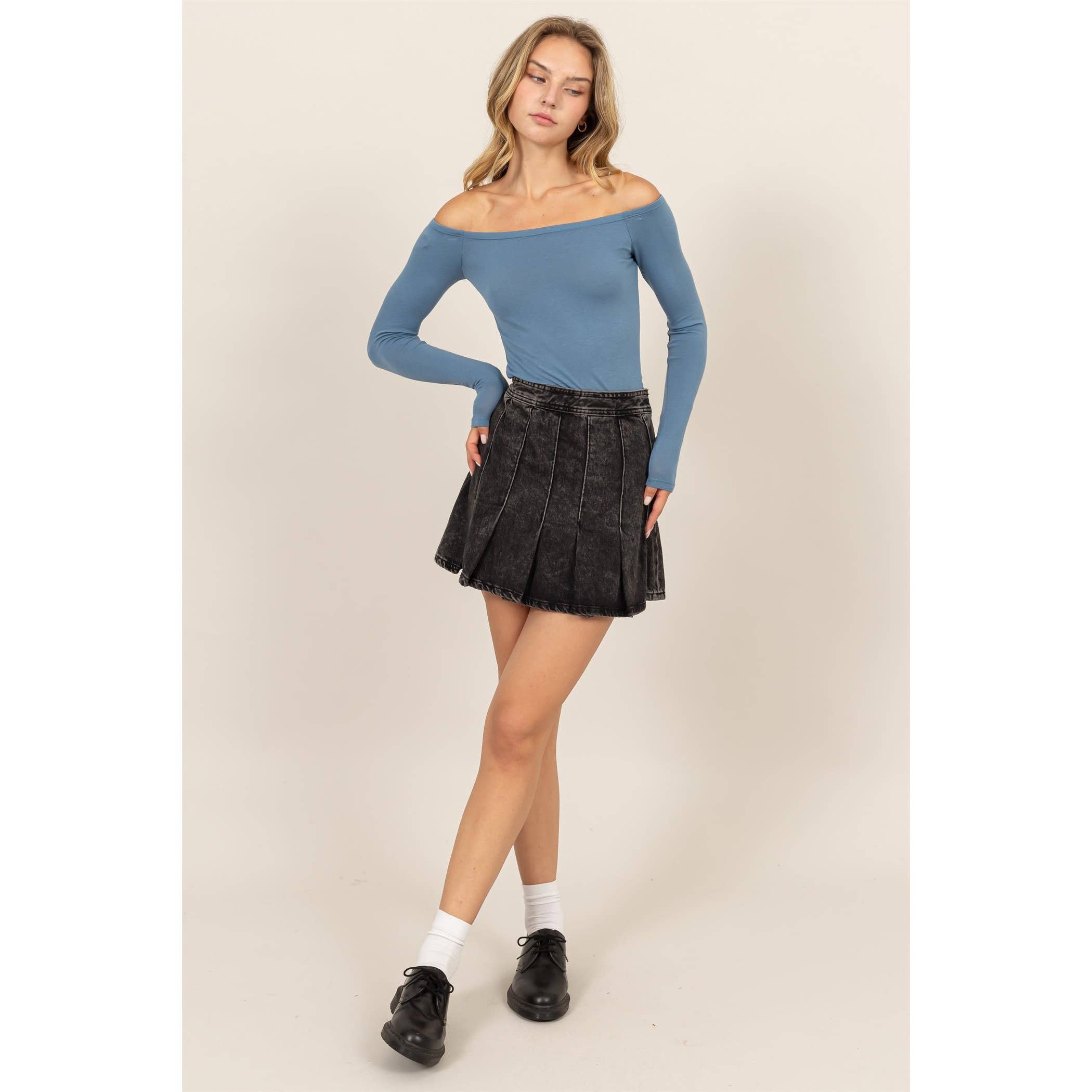 Off-The-Shoulder Bodysuit:Blue