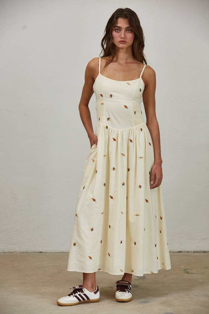 Leaf Maxi Dress: Beige