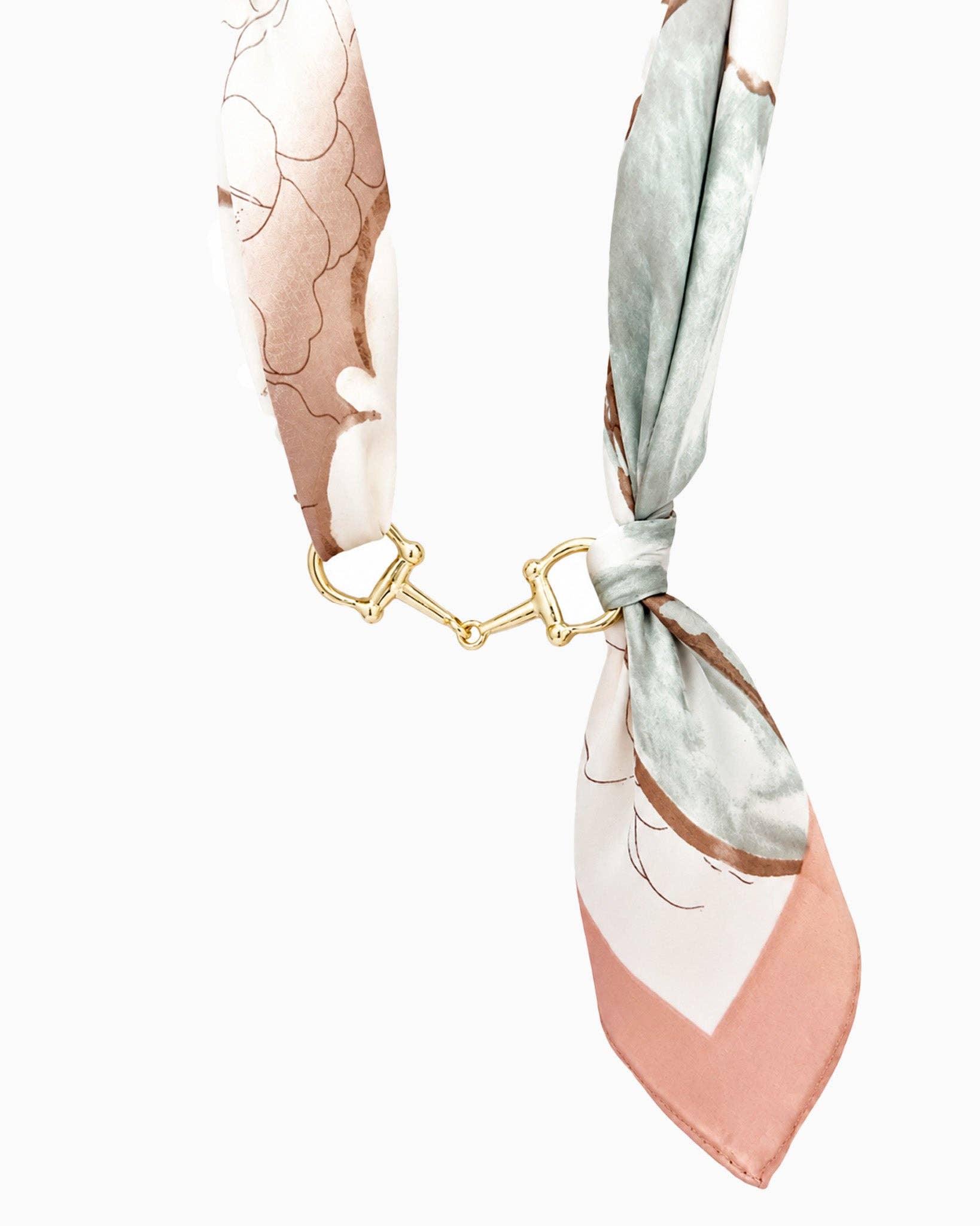 Horse Bit Silk Scarf Necklace: Ivory