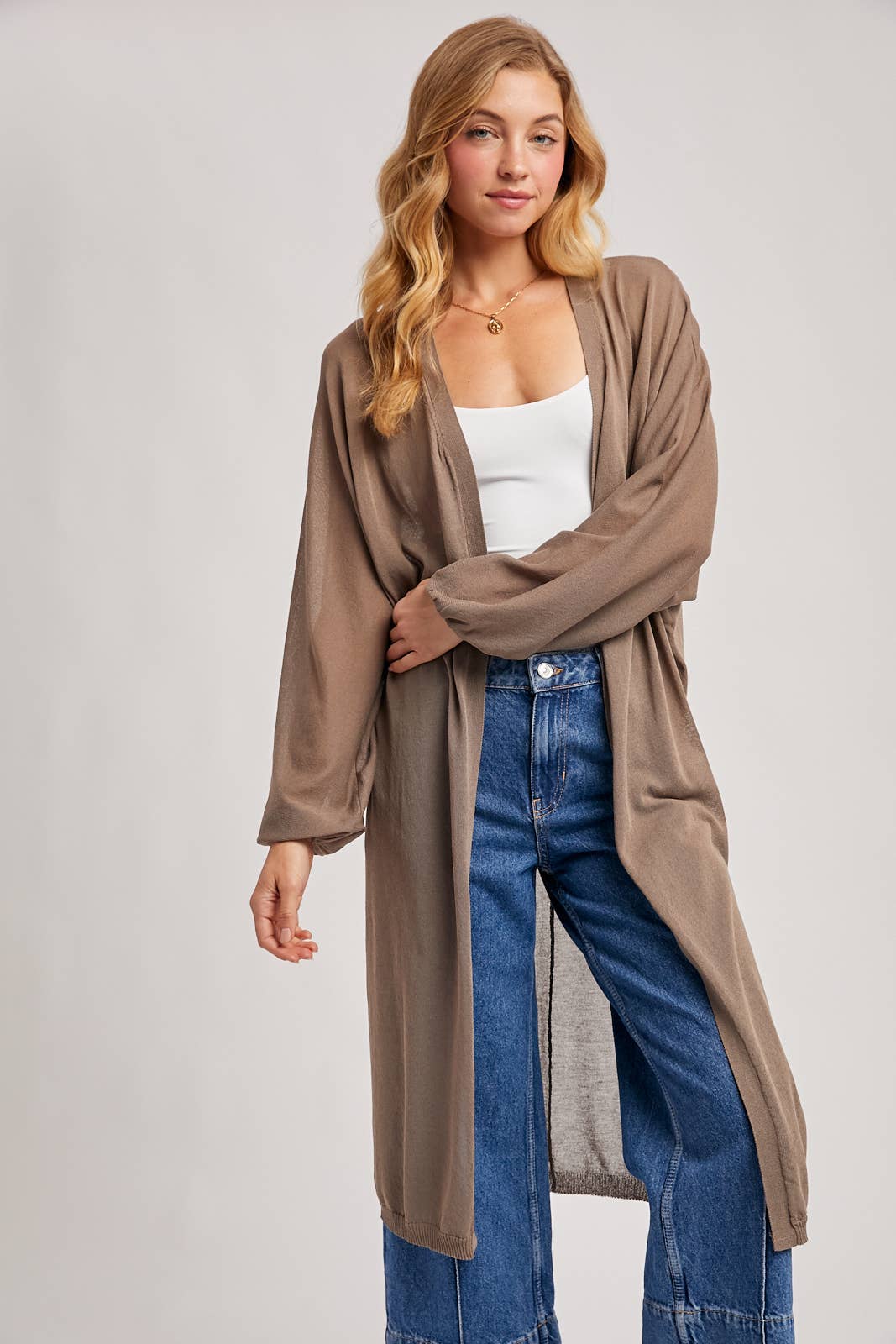 Sheer Knit Cardigan: Ash