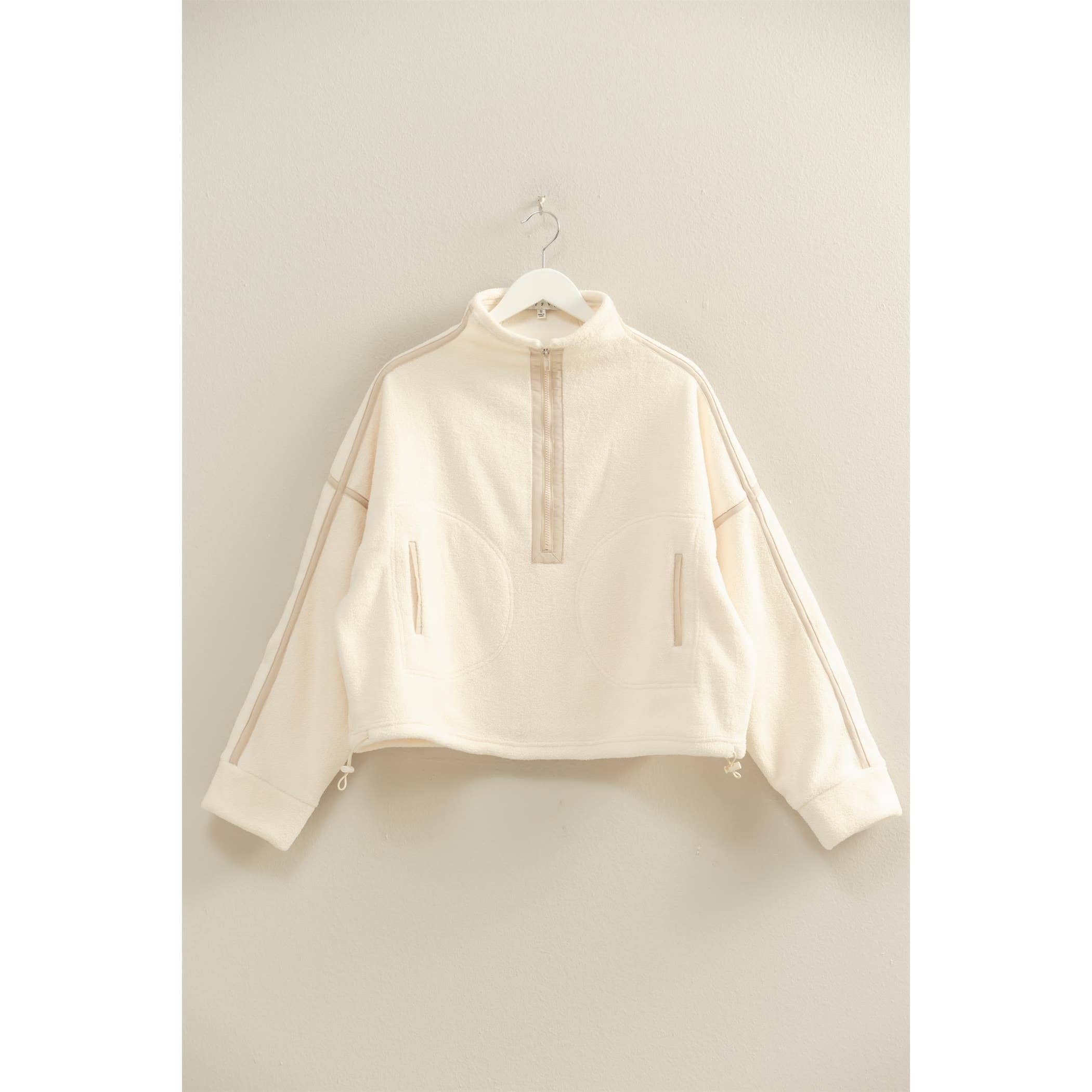 Fleece Pullover Jacket: Ivory
