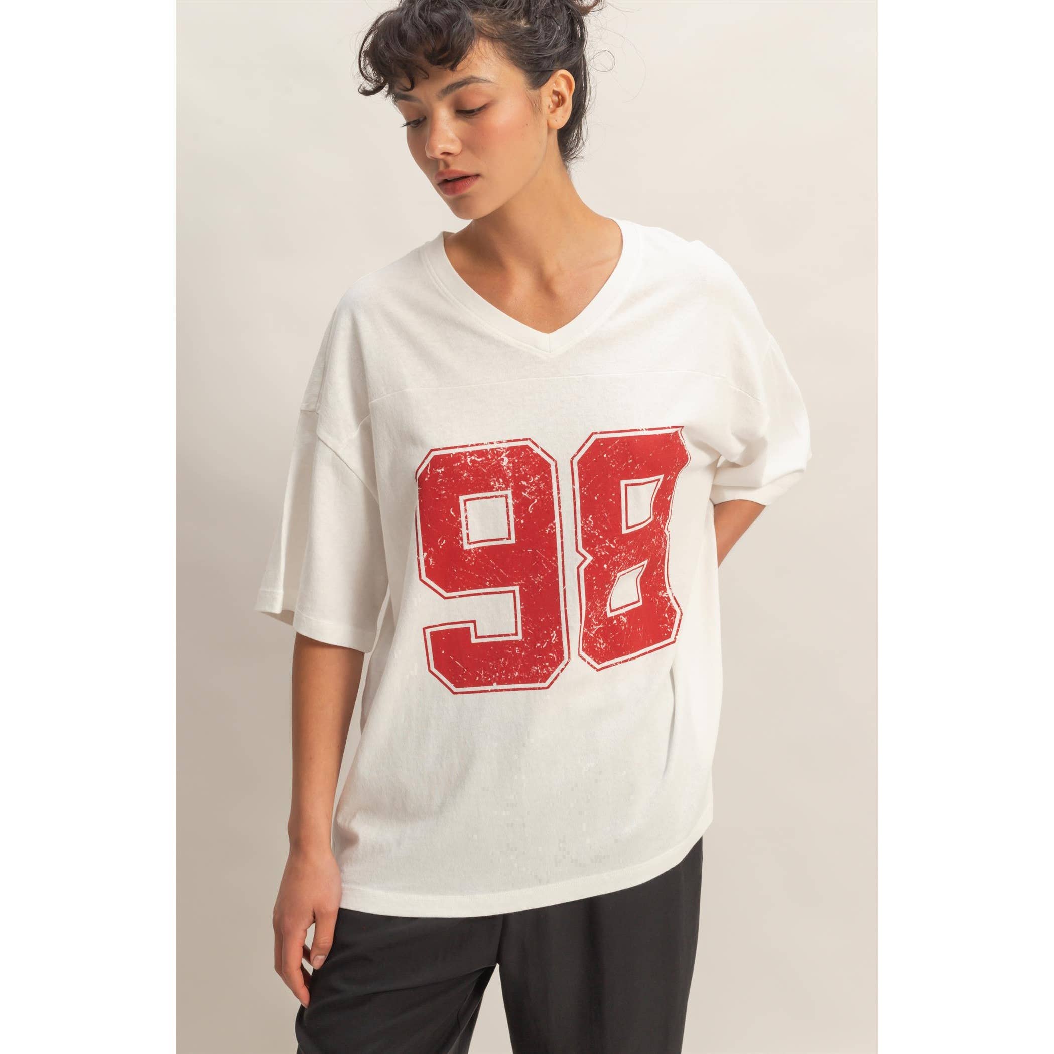 Oversized Varsity Tee: Off White