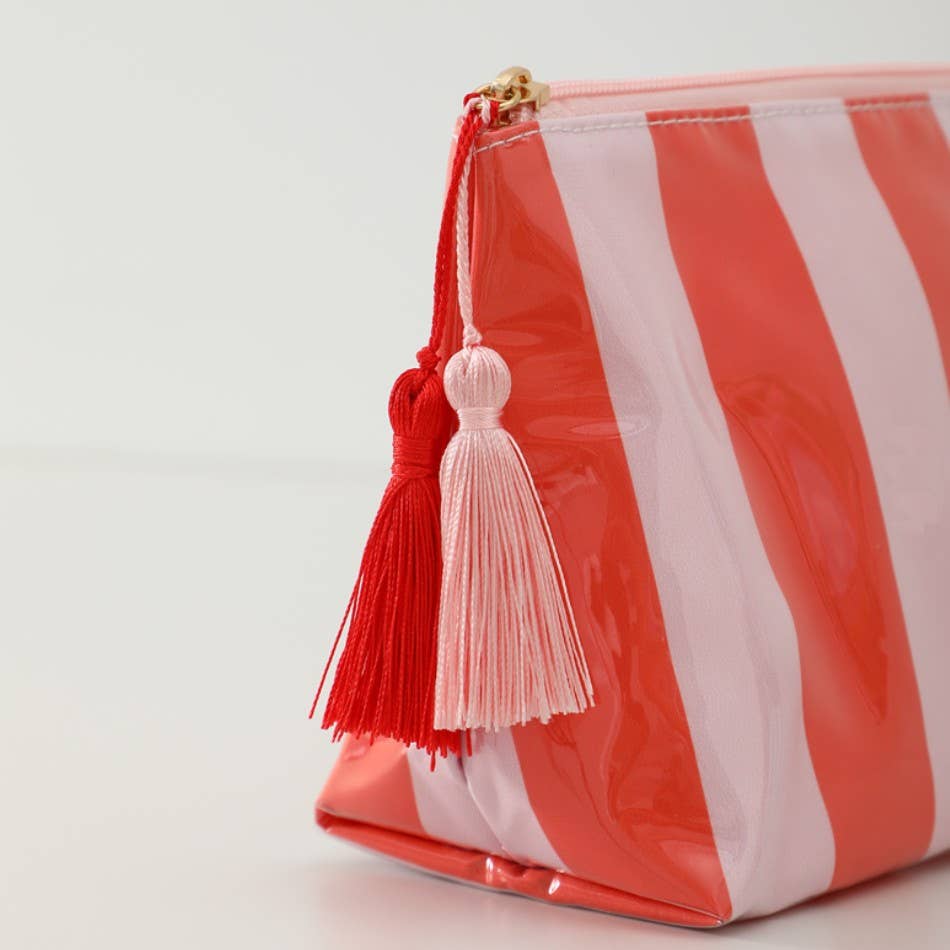 Stripe Cosmetic Bag: Pink/Red