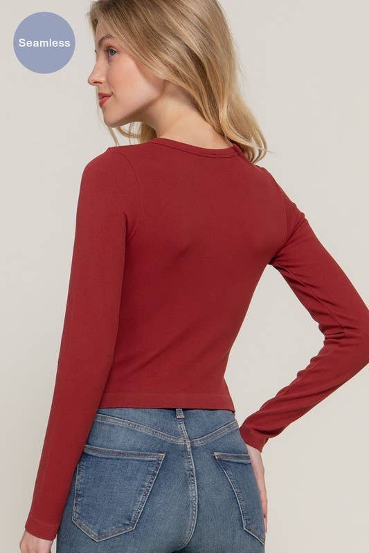 Rib Seamless Top: Wine