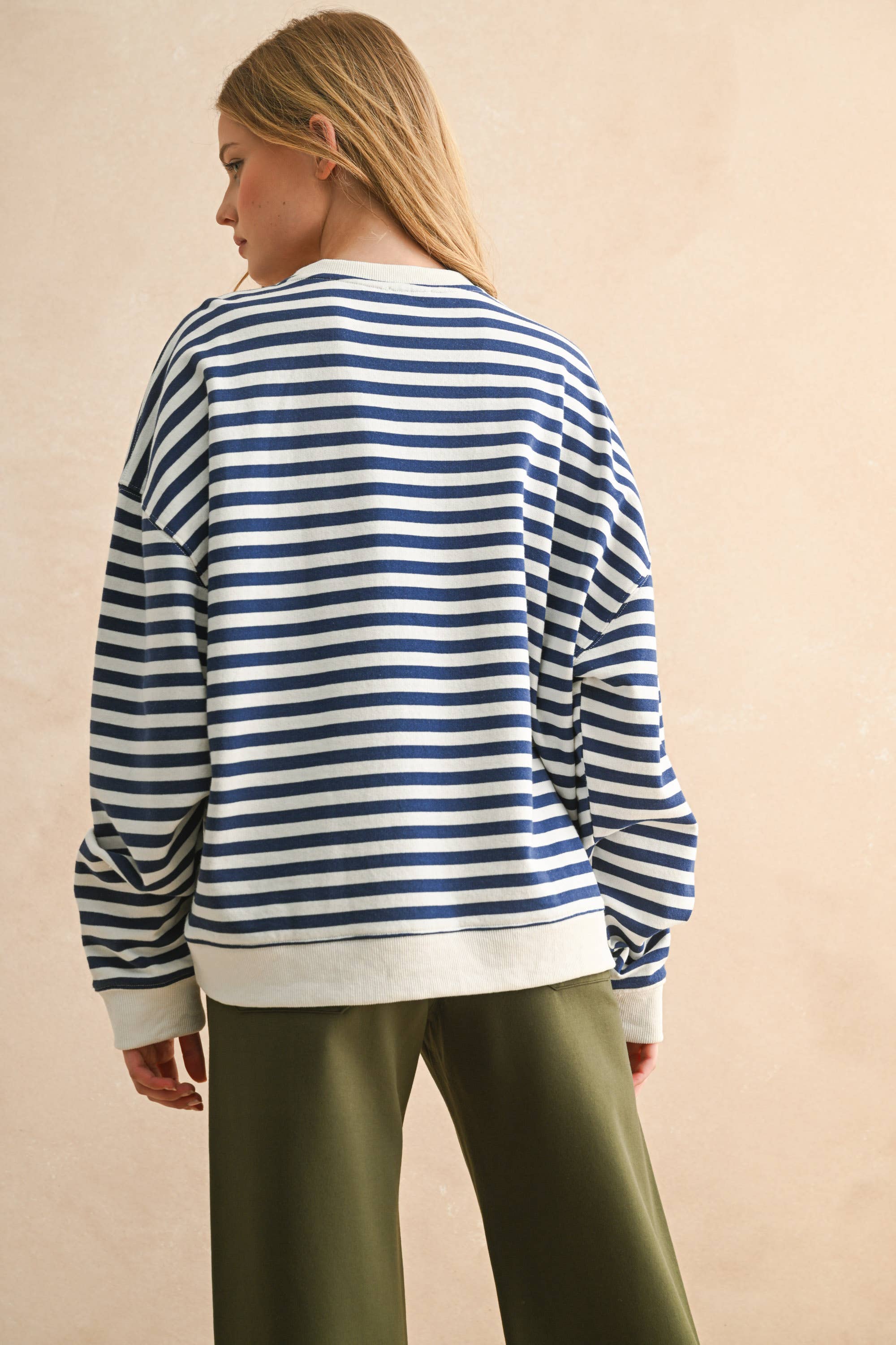 Striped Pullover: Red/Gray