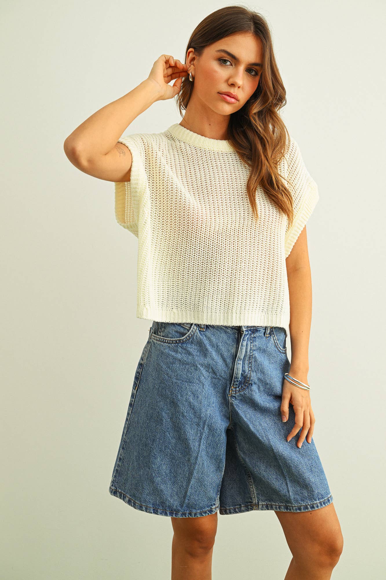 Dolman Knit Top: Off White