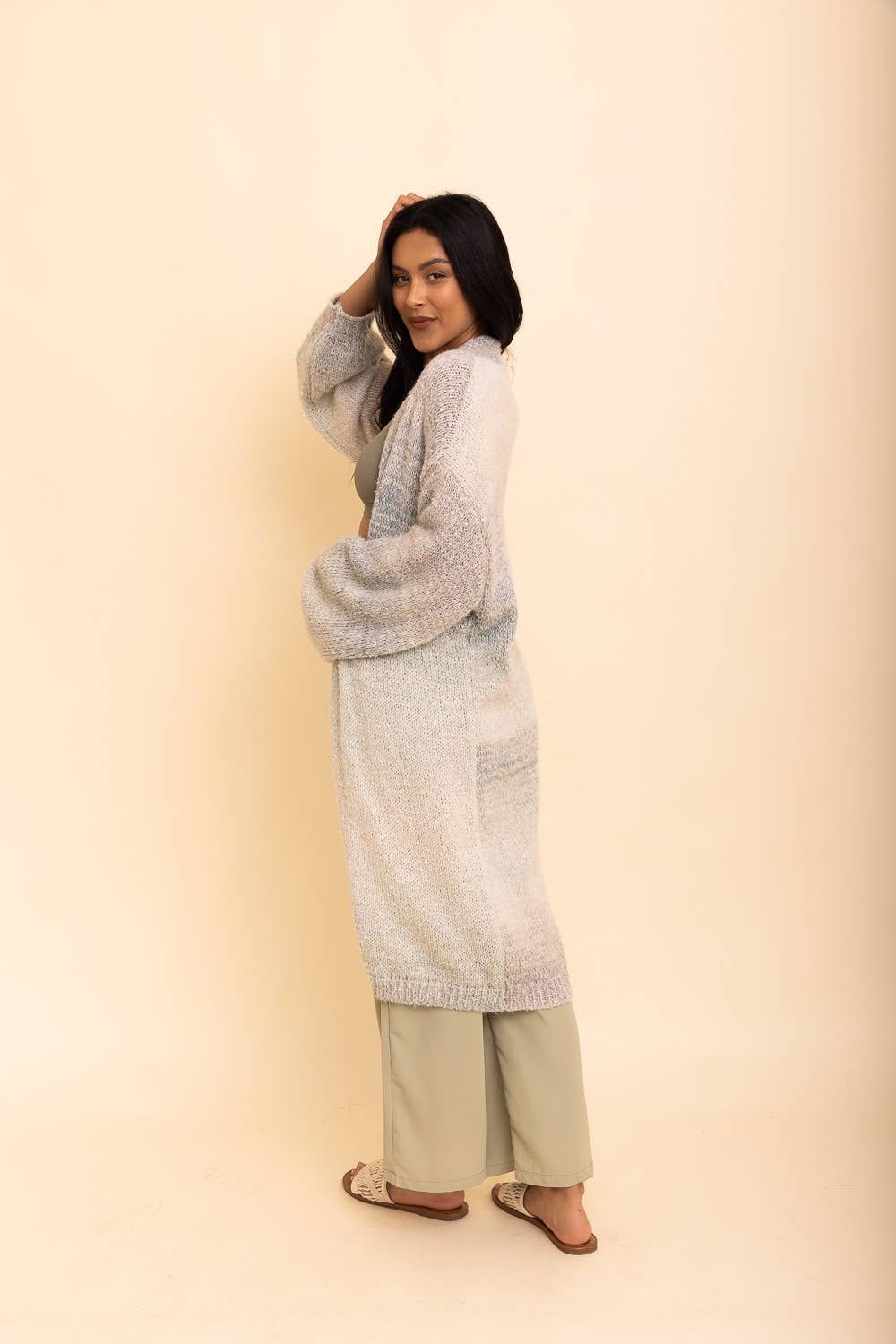 Ombre Longline Cardigan: Sage