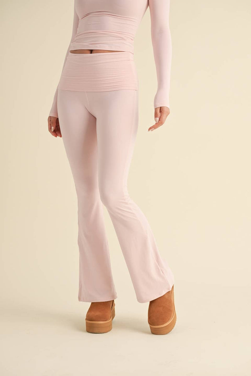 Foldover Flare Pants:Choc.