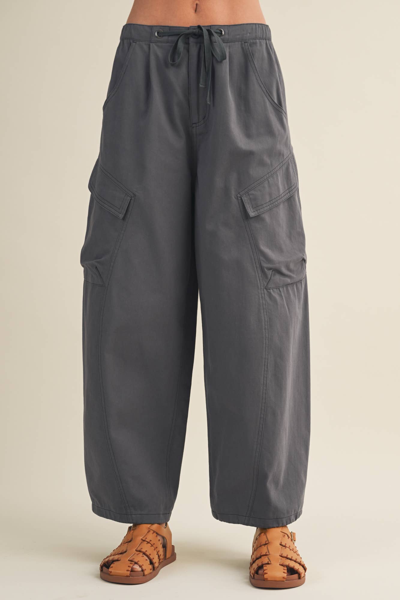 Voluminous Cargo Pants: Washed Navy