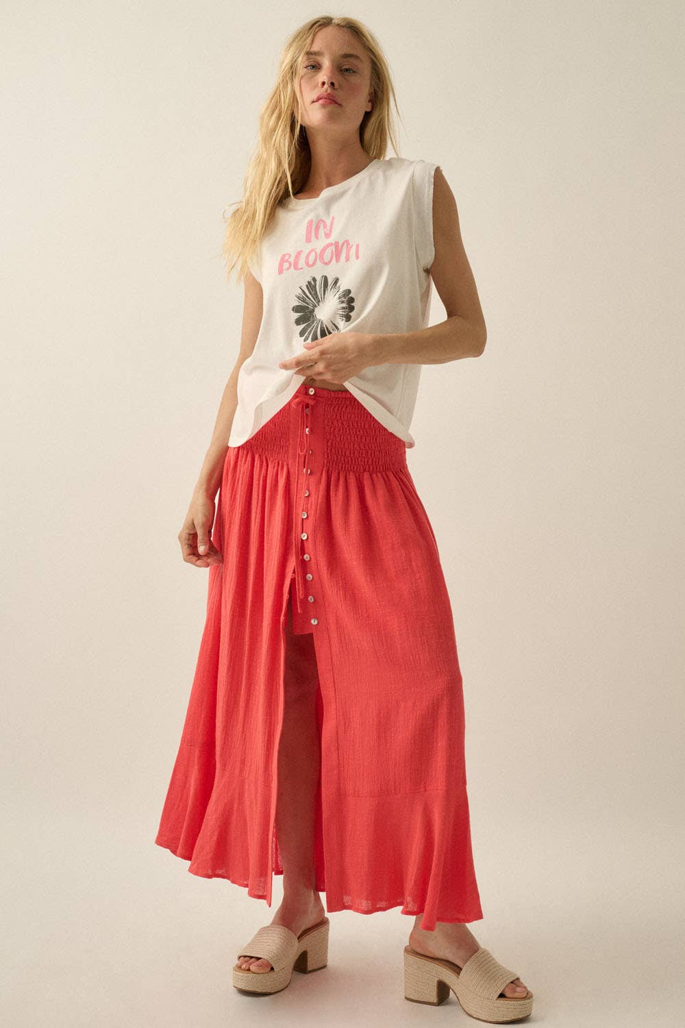 Cotton Gauze Skirt: Cherry Tomato