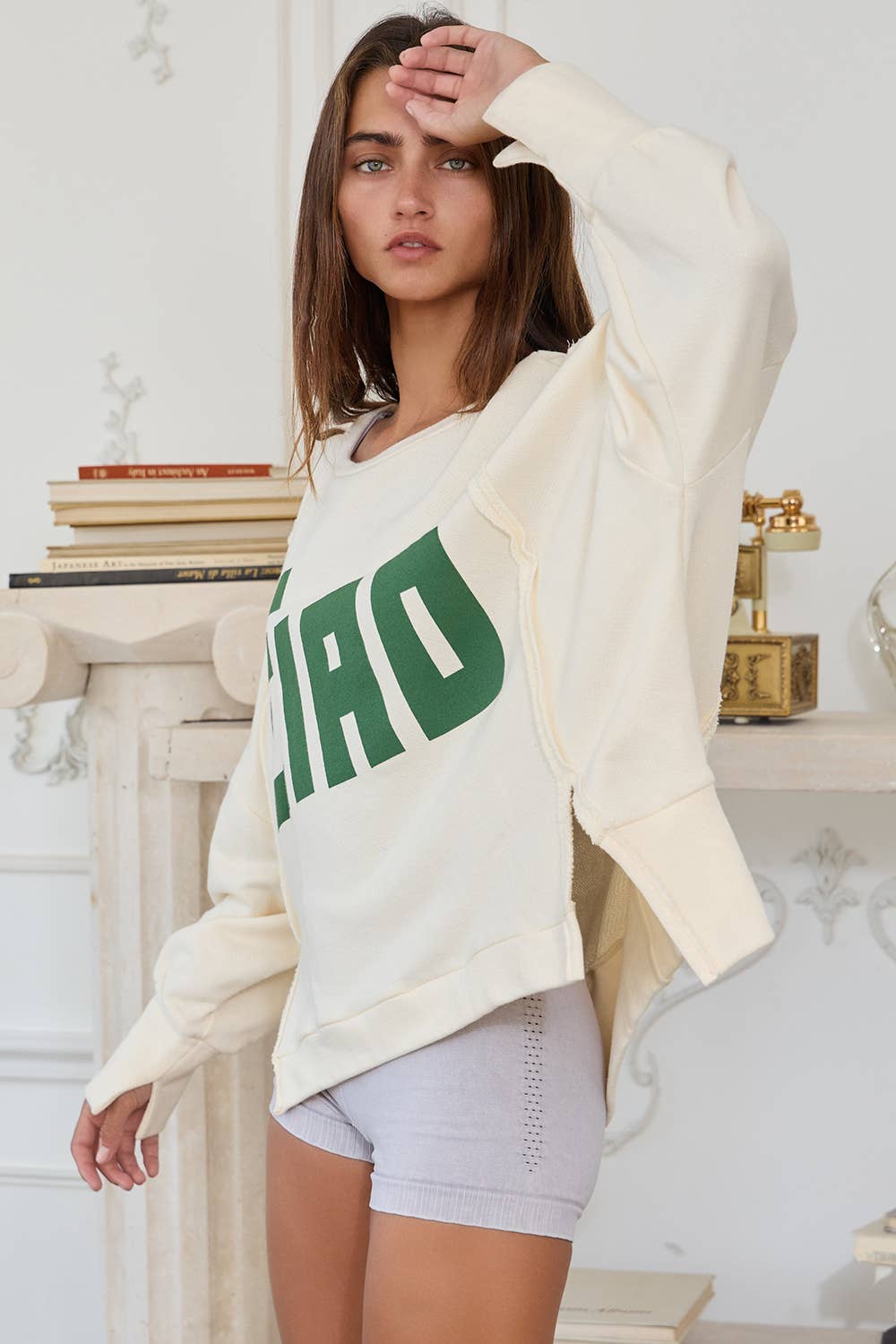 'CIAO' Terry Top: Cream