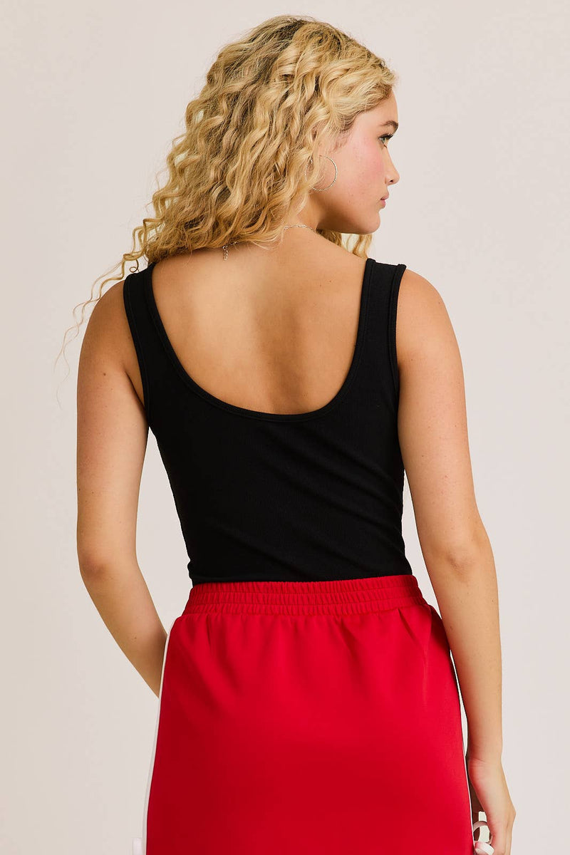 U-NECK BODYSUIT: BLK