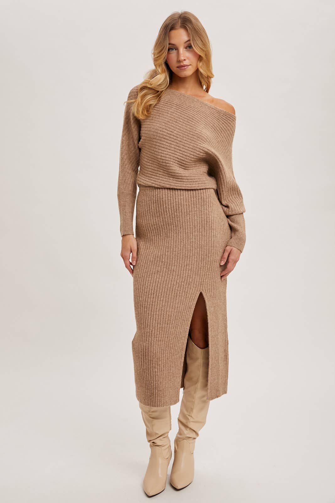 Off Side Sweater Dress: Oatmeal