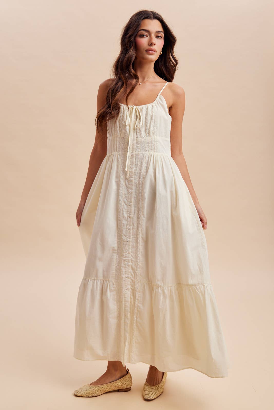 Gathered Maxi Dress: Buttercream