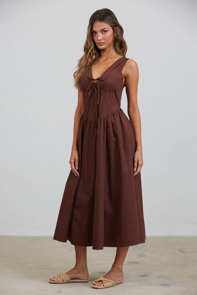 Rene Corset Poplin Midi Dress