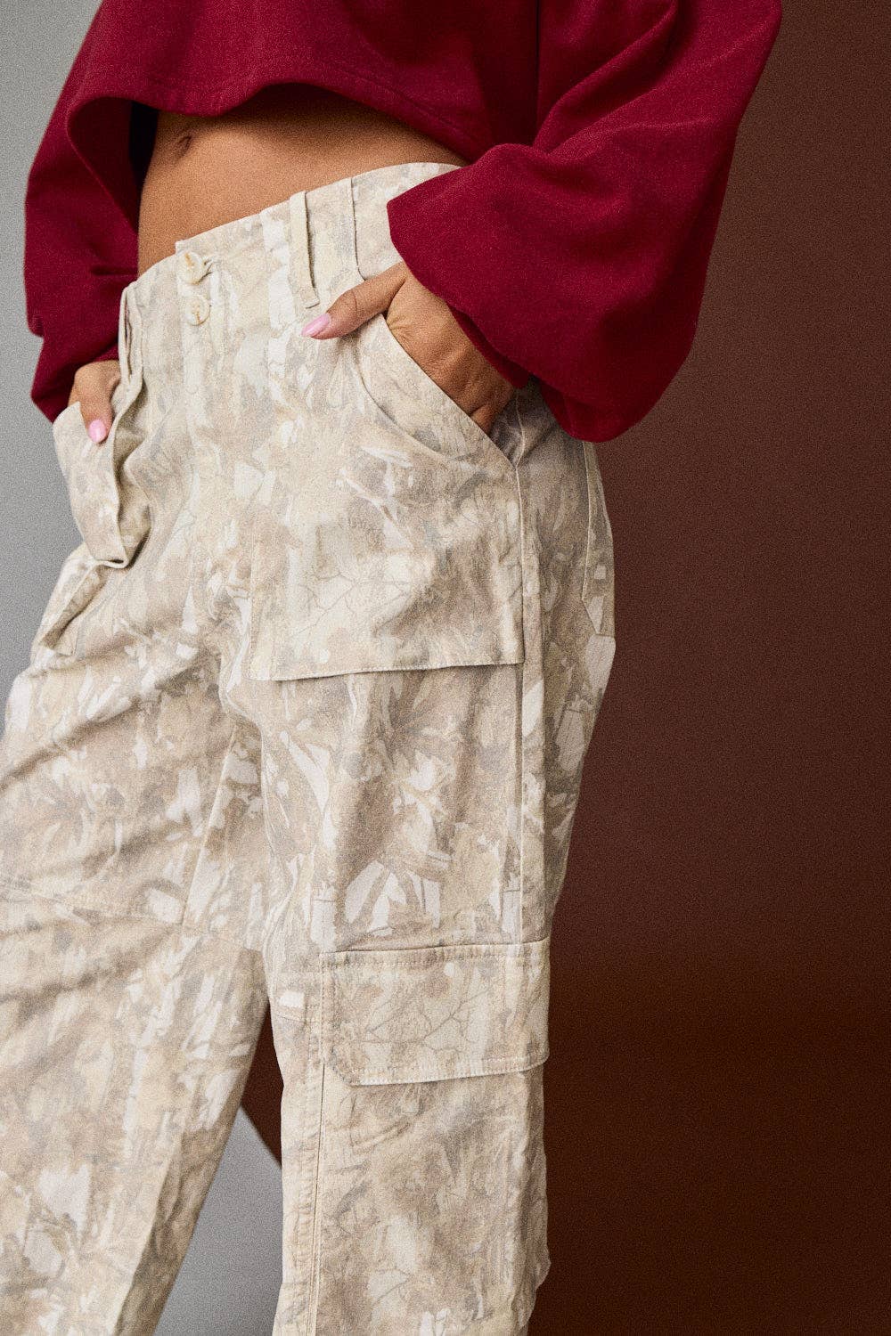 Wide-Leg Camo Cargo Pants